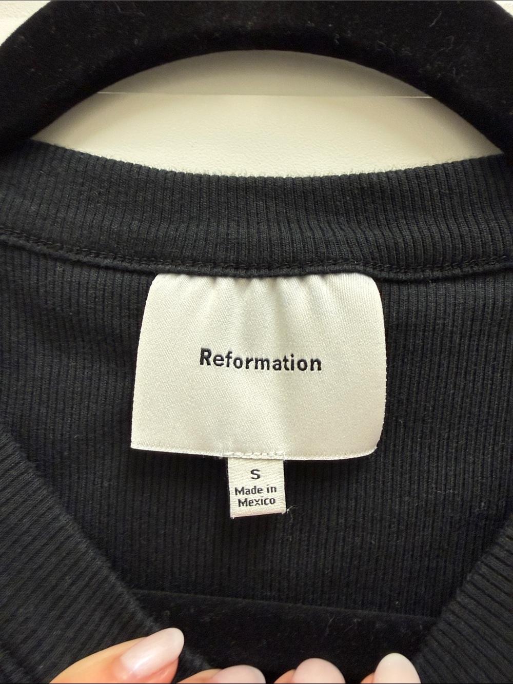 Reformation Black Short-Sleeve Button-Front Ribbed Top - Picture 2 of 4